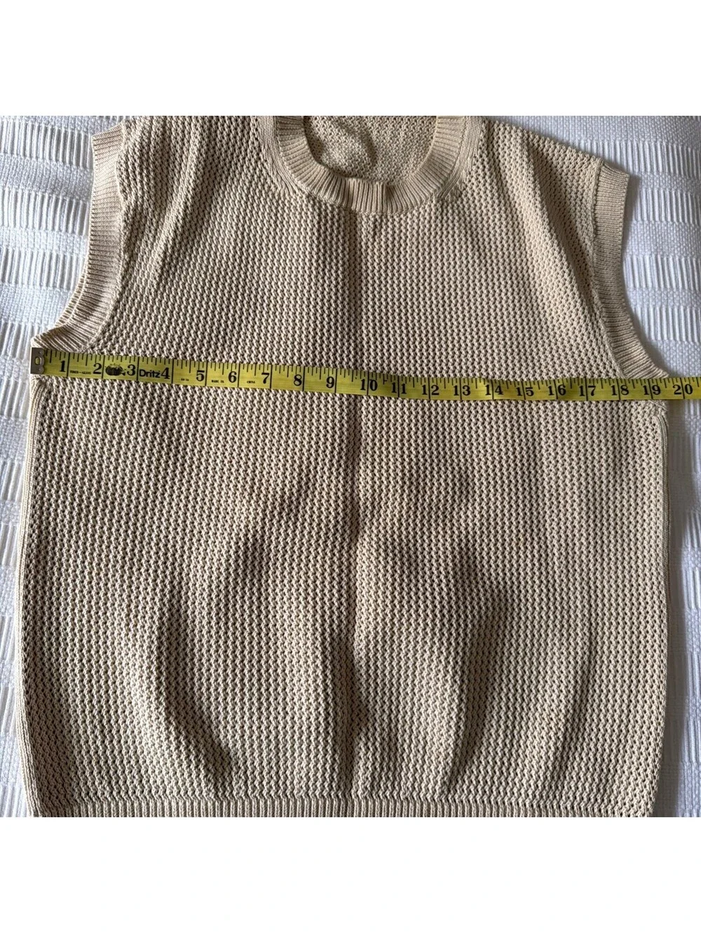 Piacenza 1733 Cotton Crochet Ivory Beige Fisherman Knit Sweater Vest Italy 46